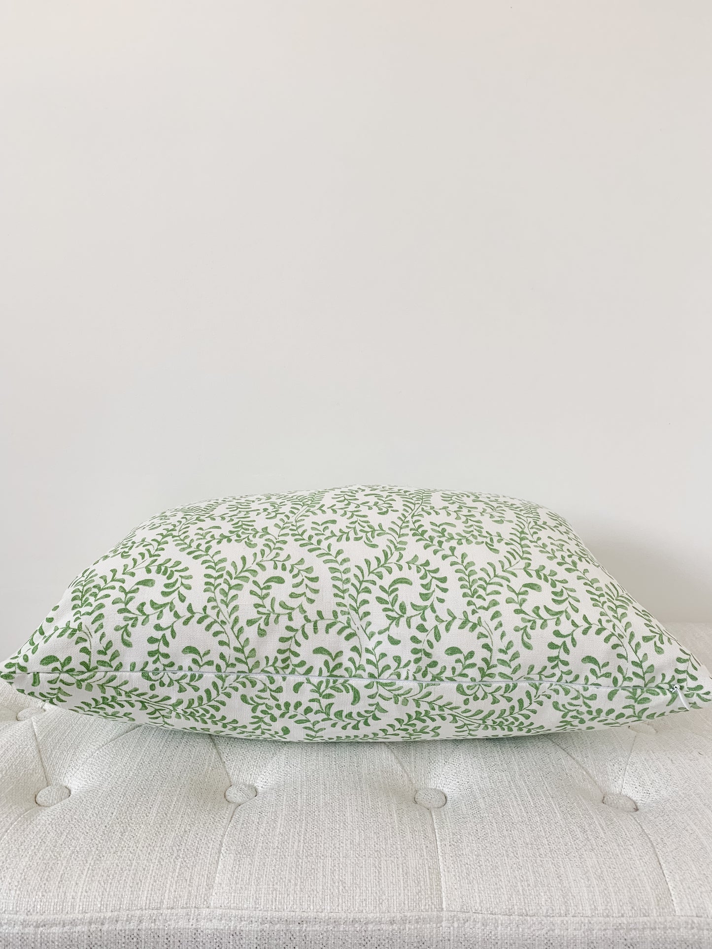 Green and White Millie Vine Pillow Cover