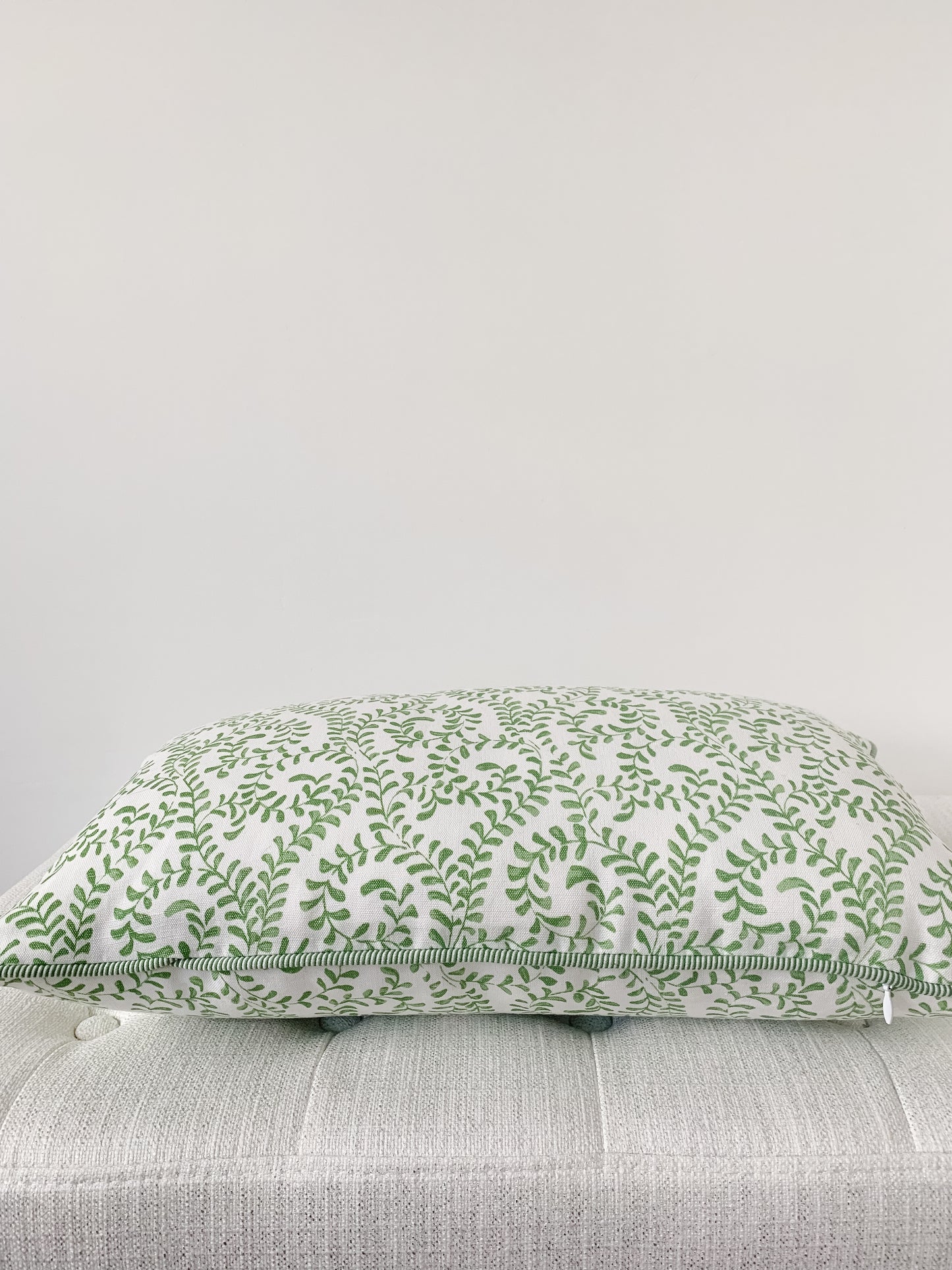Green and White Millie Vine Pillow Cover