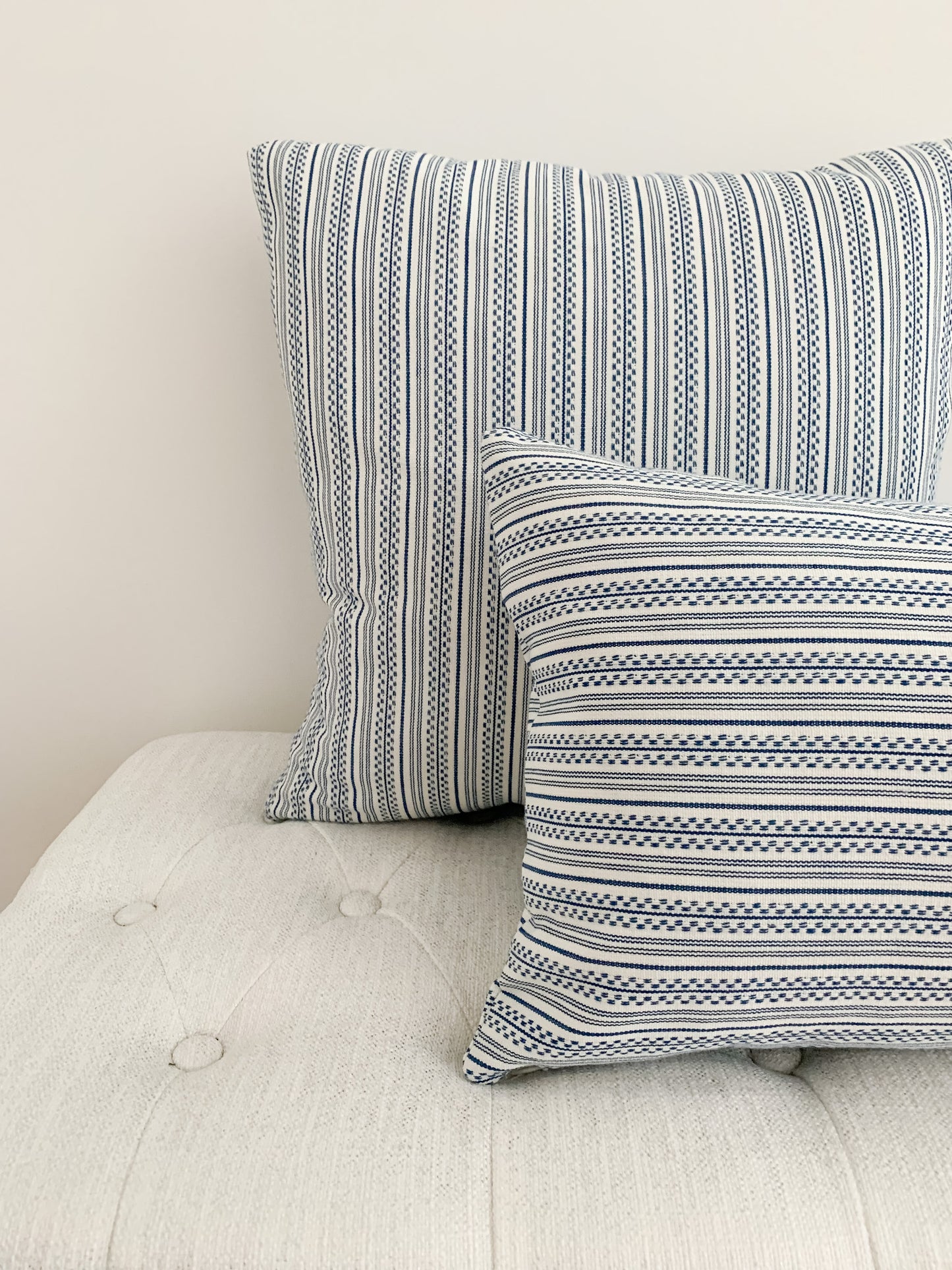 Blue and White Striped Pillow Cover - Navy