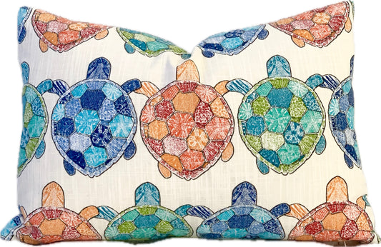 Multicolor Turtle Pillow Cover
