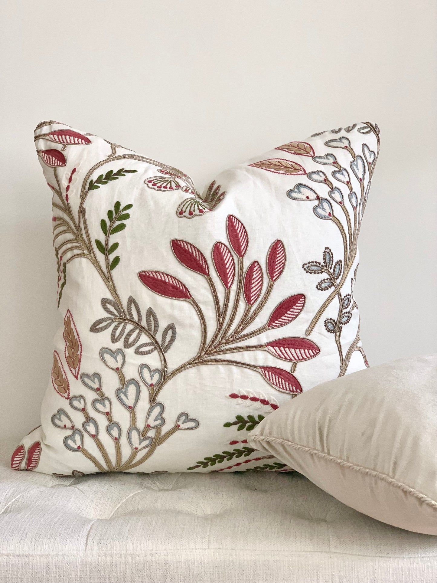 Ambrosia Embroidered Pillow Cover - Rose