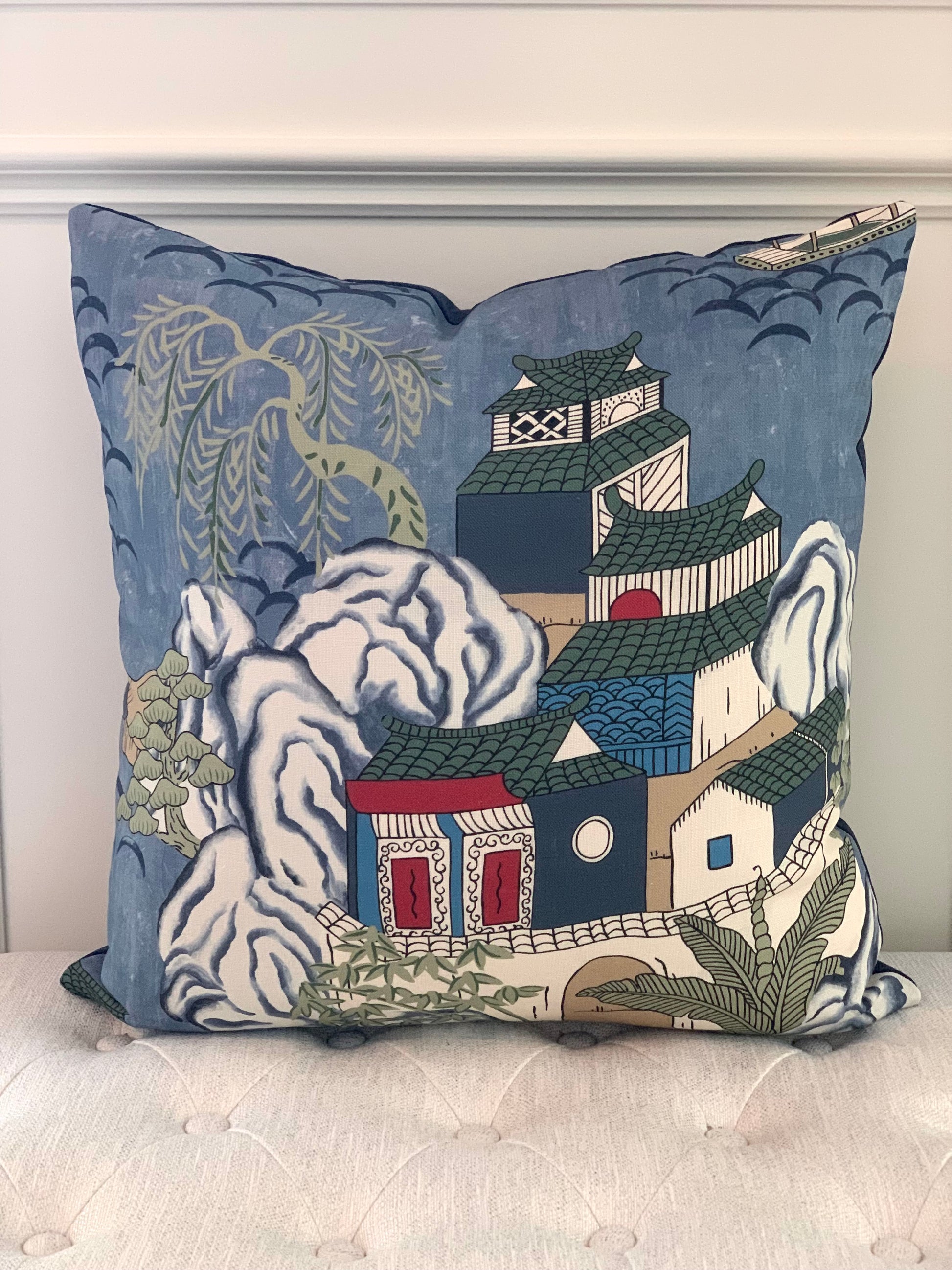Blue Chinoiserie Pillow Cover Indigo – Concord Pillows