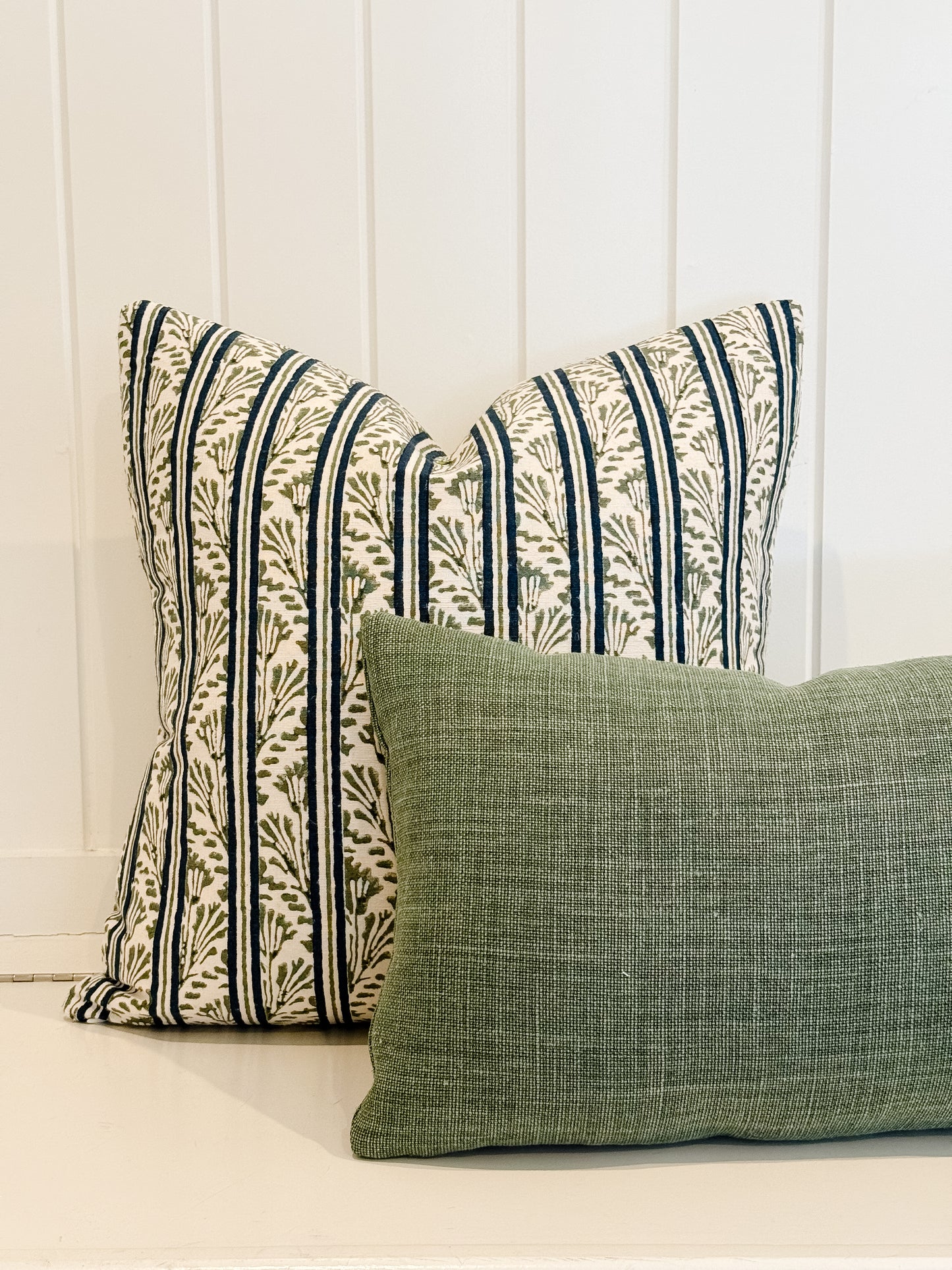 Vines and Lines Pillow - Blue and Green