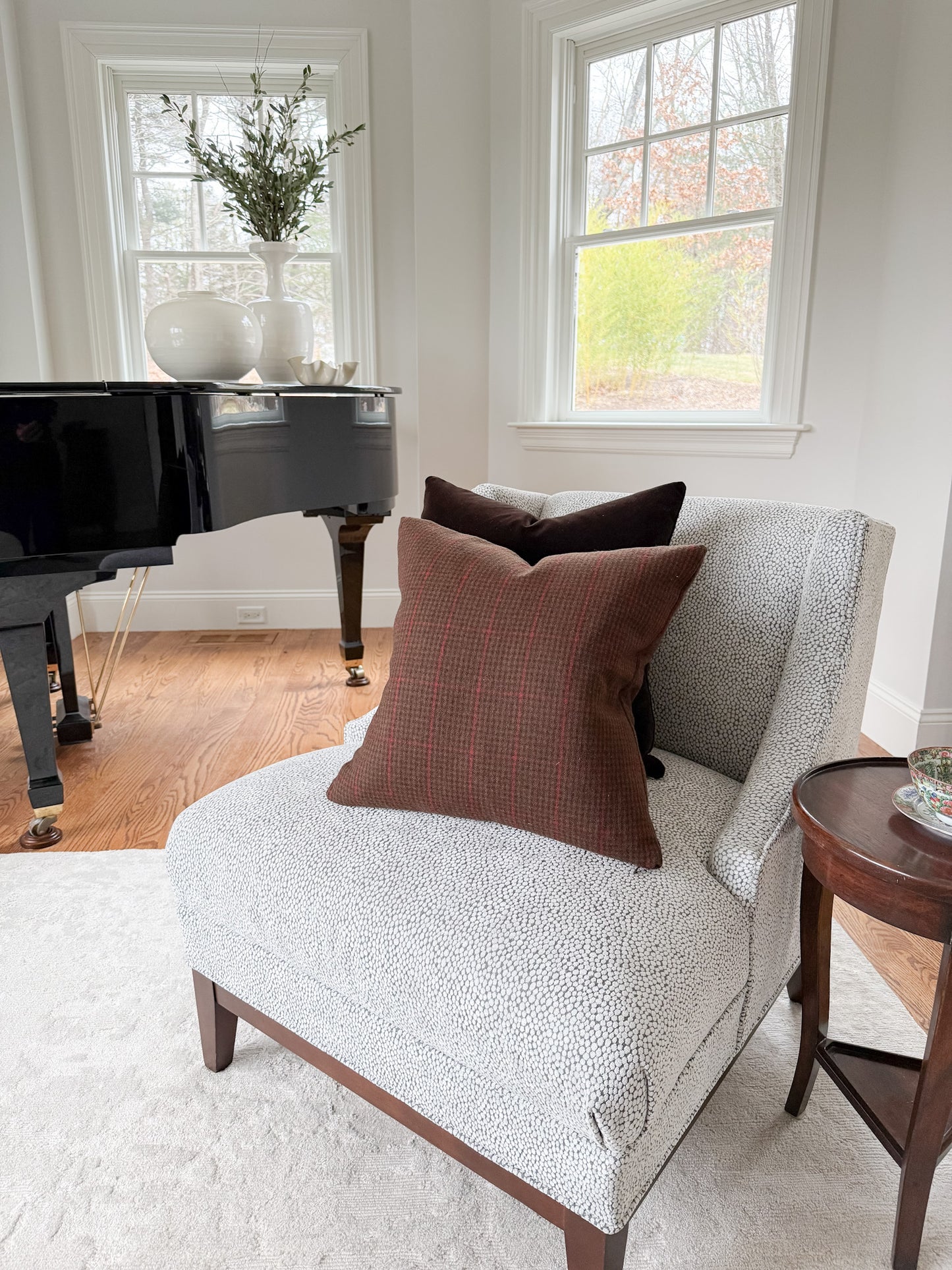 Houndstooth Wool Pillow - Mocha