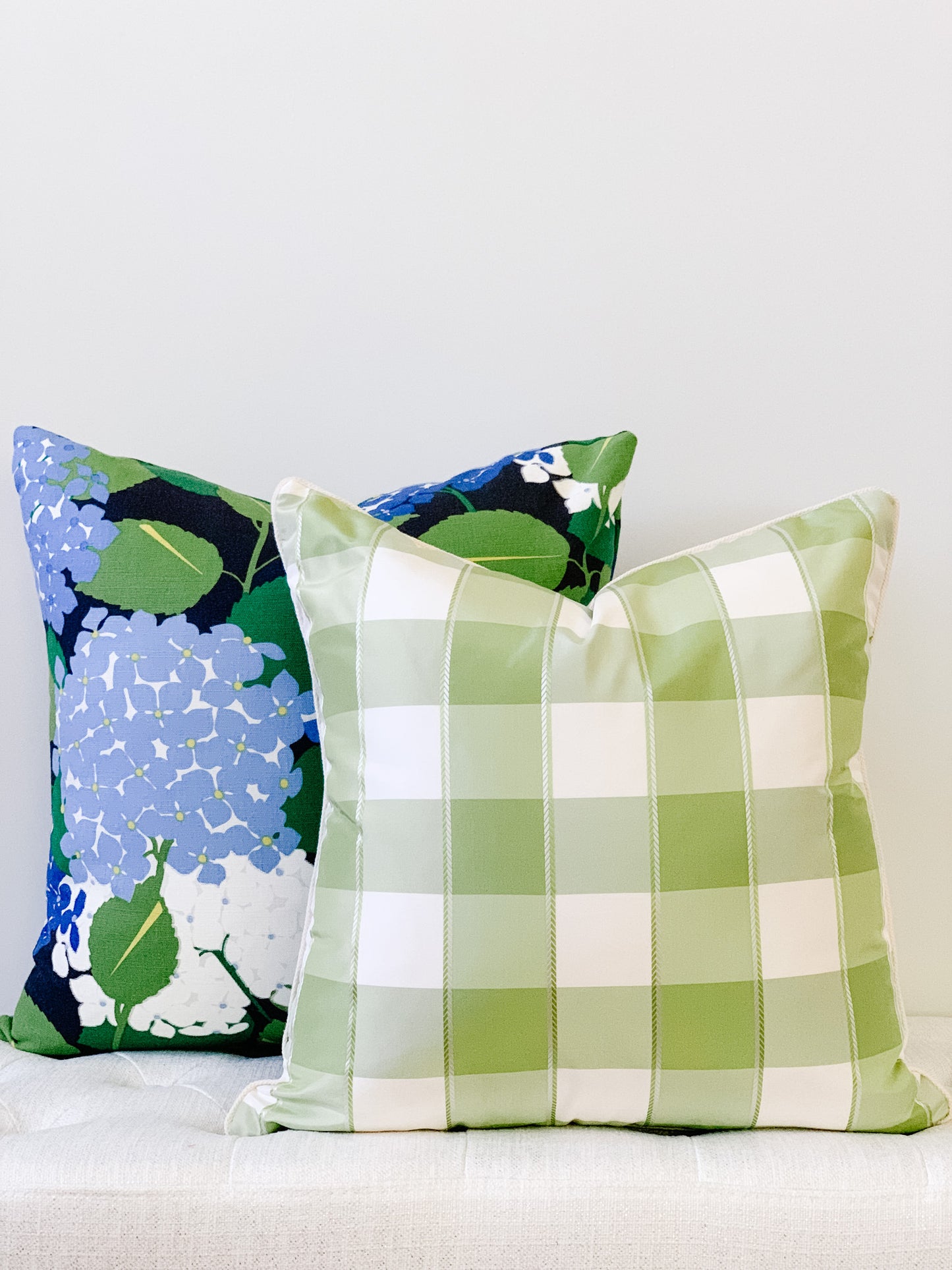 Green and White Plaid Pillow