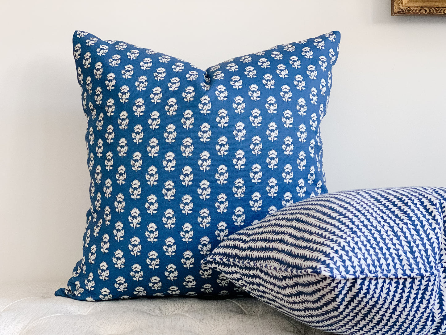 Blue and White Vine Pillow Cover