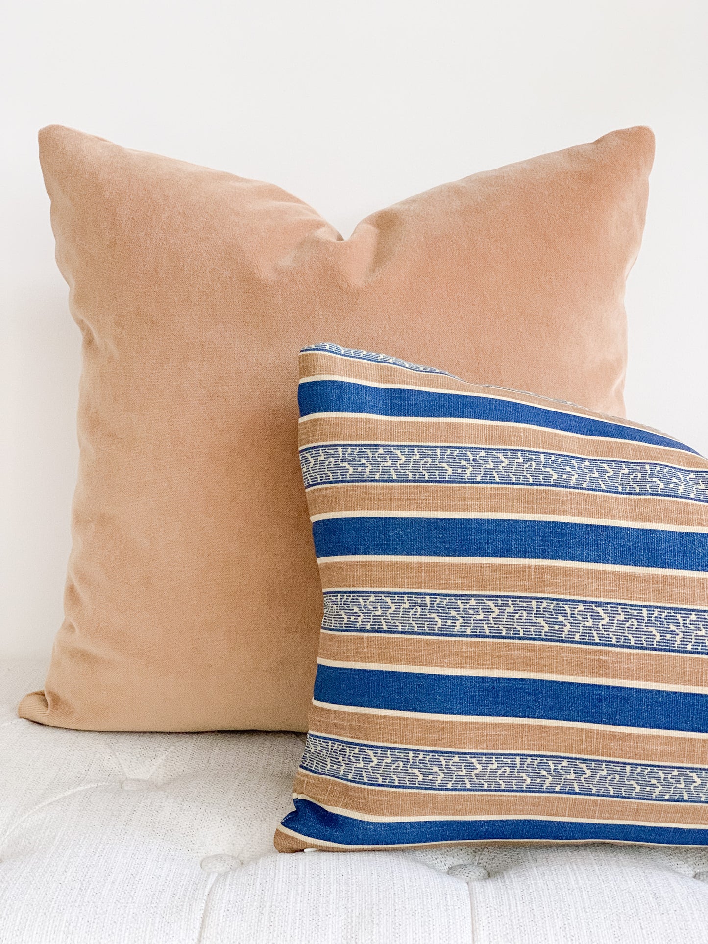 Auguste Stripe Pillow Cover - Marine & Cognac