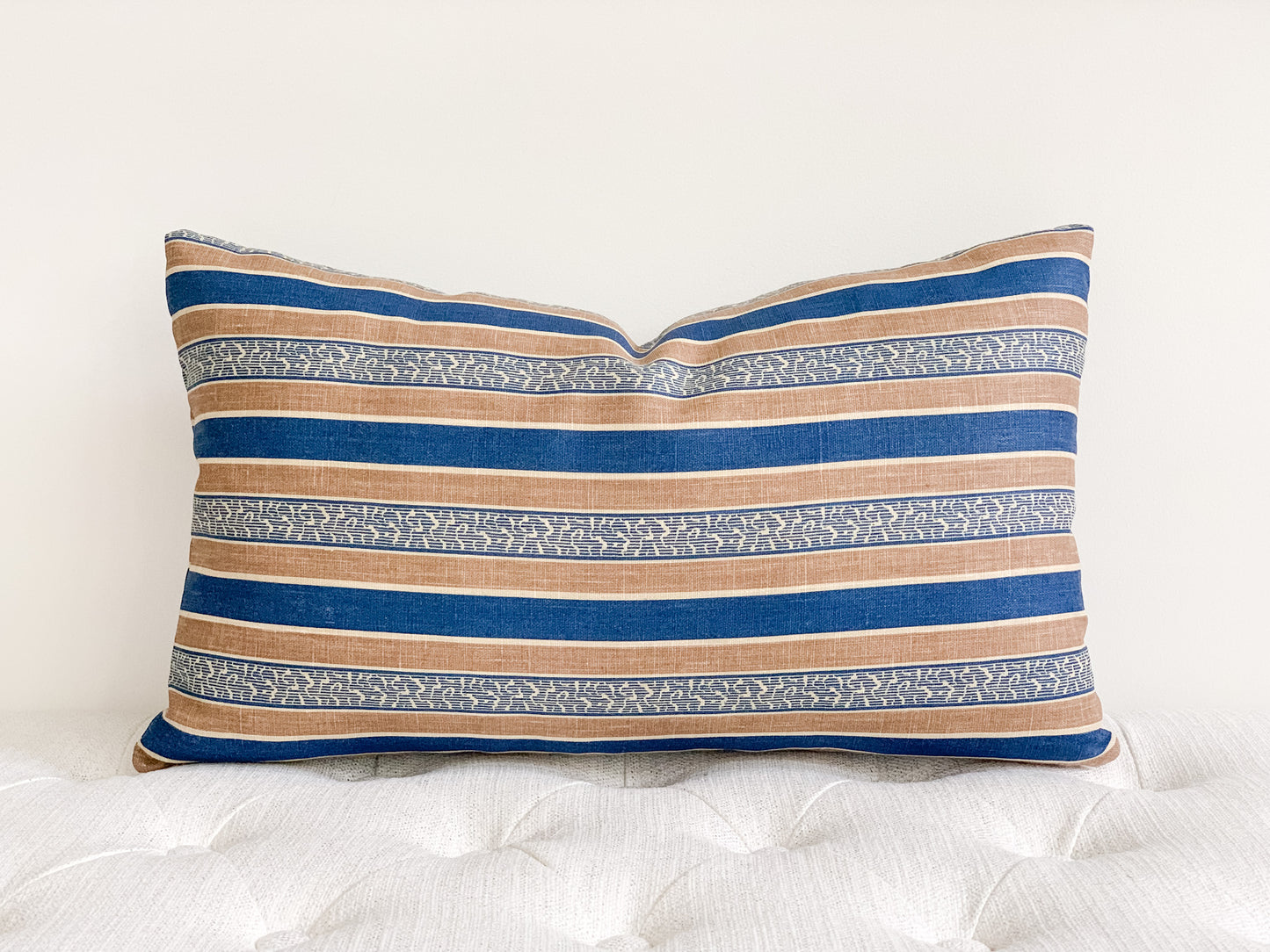 Auguste Stripe Pillow Cover - Marine & Cognac