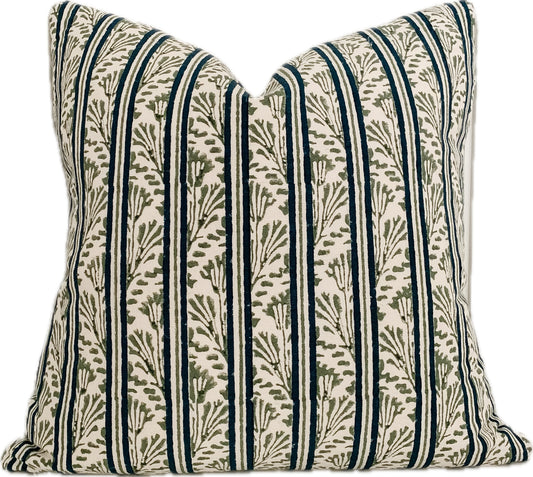 Vines and Lines Pillow - Blue and Green
