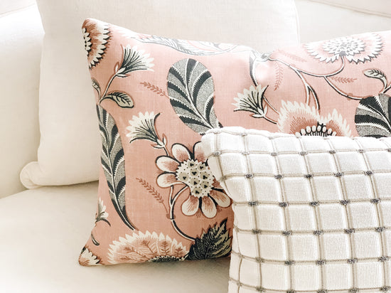 Schumacher blush floral pillow