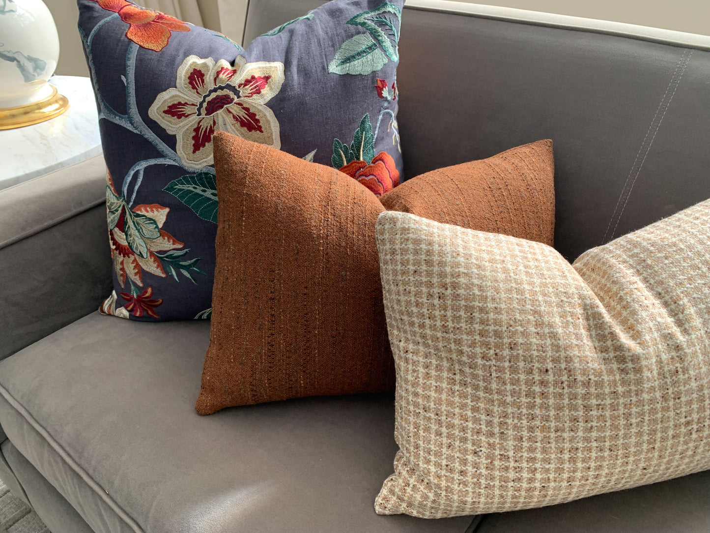 Dark Copper Wool Texture Pillow