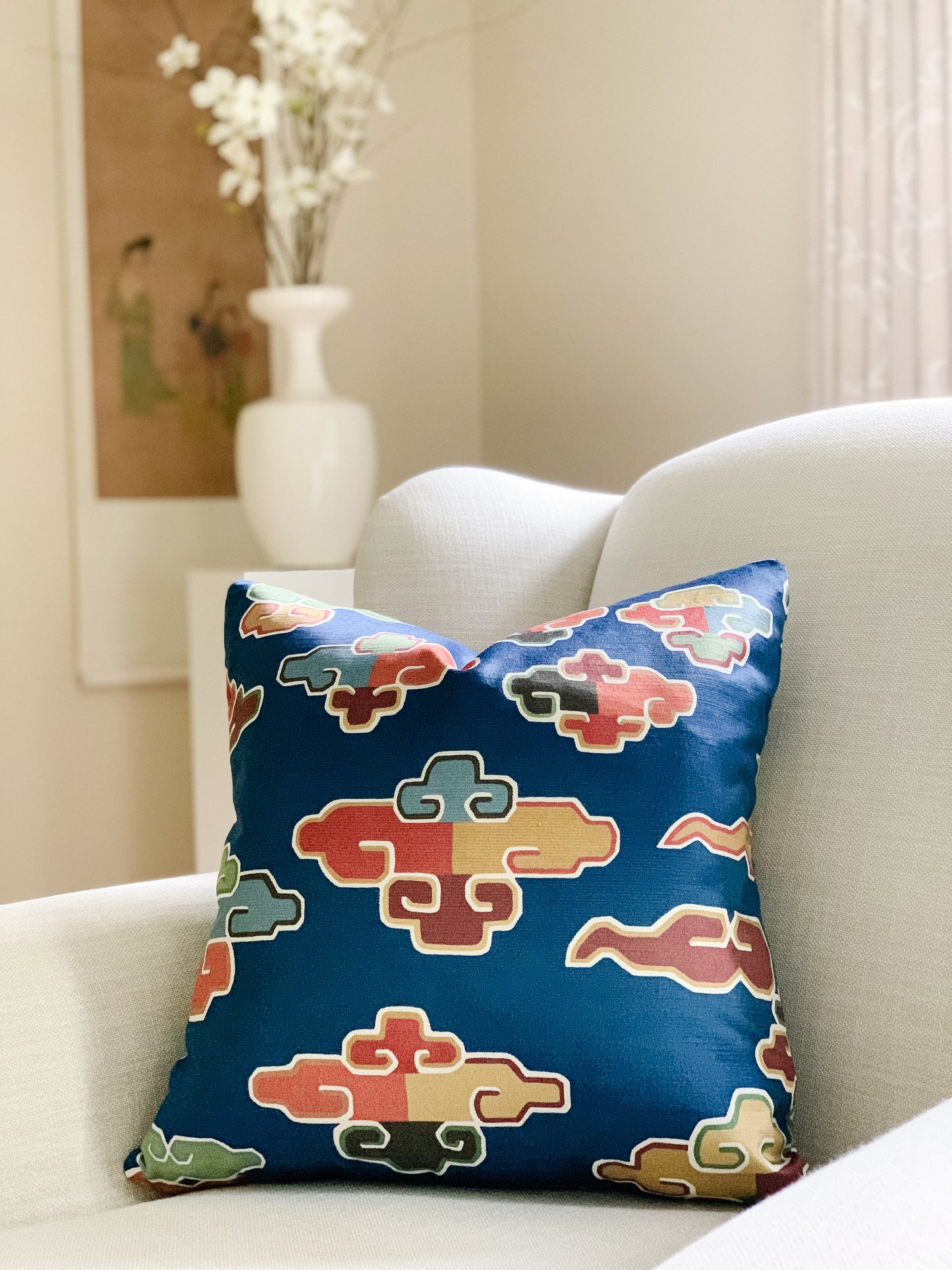 Lustrous Blue Velvet Pillow Cover - multi