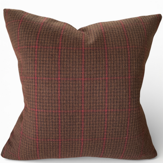 Houndstooth Wool Pillow - Mocha