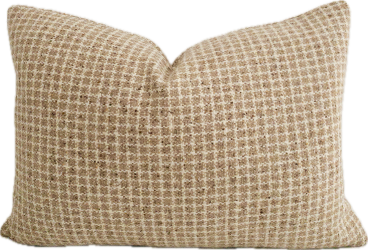Wool Check Pillow Cover - Camel