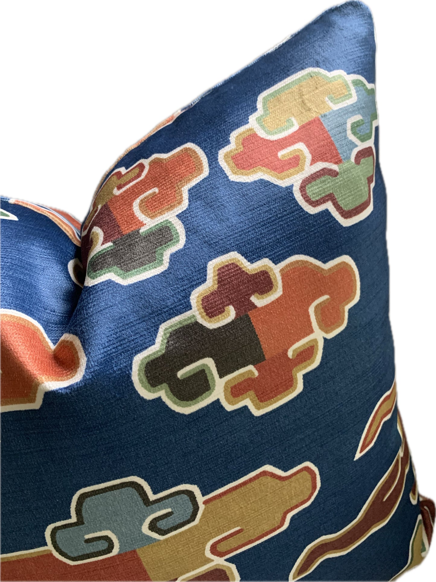 Lustrous Blue Velvet Pillow Cover - multi