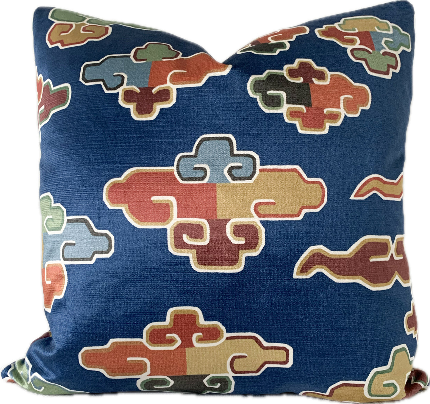 Lustrous Blue Velvet Pillow Cover - multi