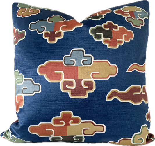 Lustrous Blue Velvet Pillow Cover - multi