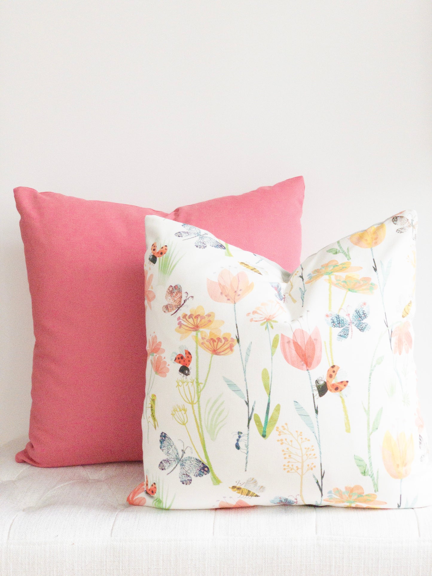 Busy Buzzy Square Pillow - White