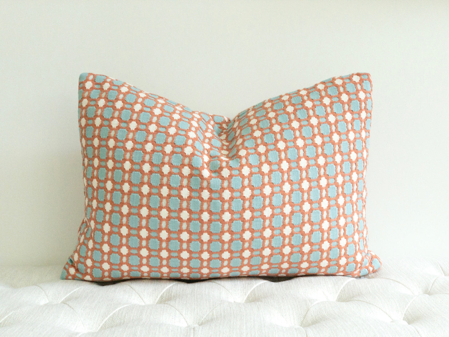 Delilah Pillow - Coral and Aqua