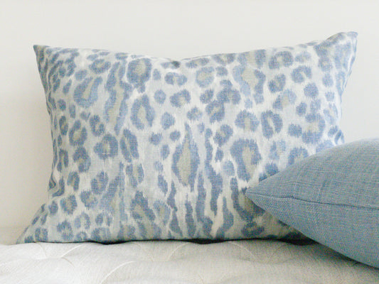 Blue animal print designer lumbar pillow