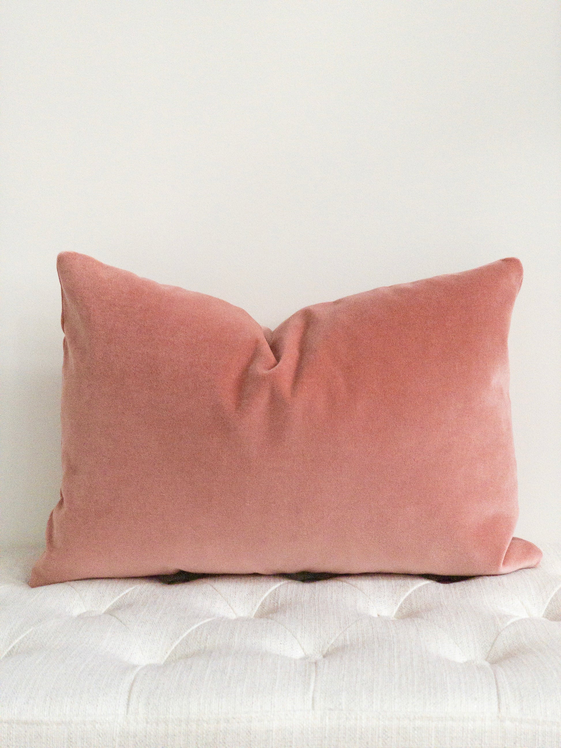 blush pink solid velvet lumbar designer pillow cover