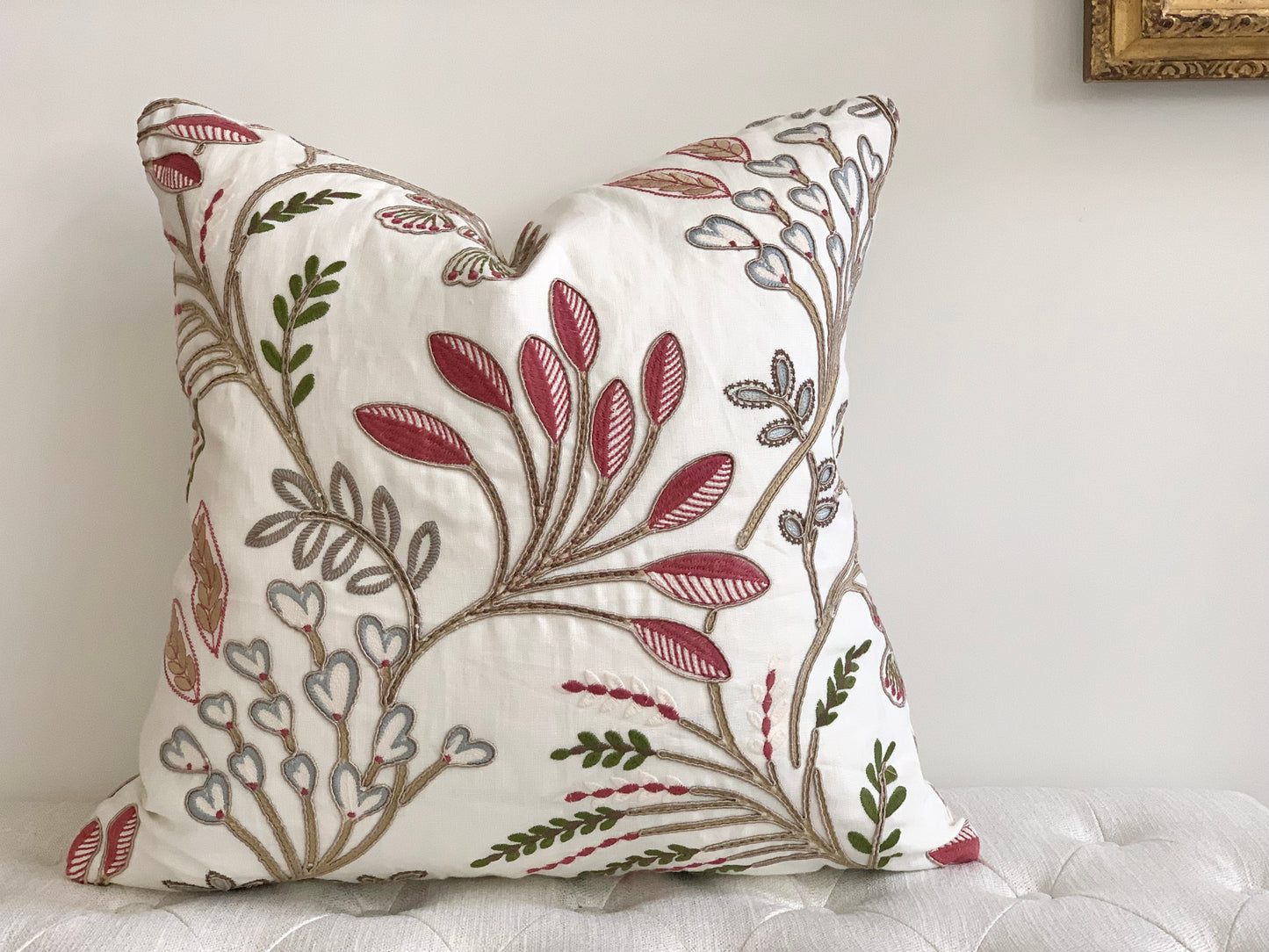 Ambrosia Embroidered Pillow Cover - Rose