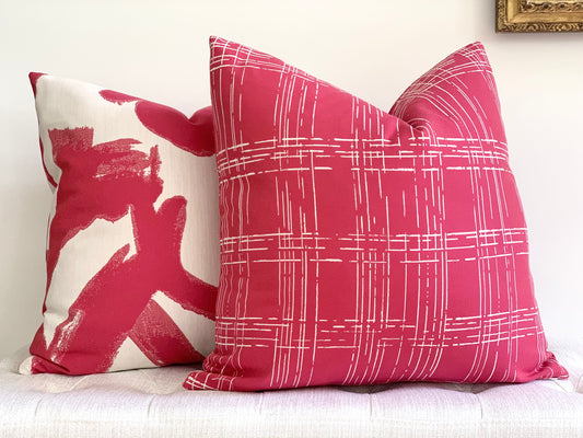 Pink indoor outdoor square pillow covers