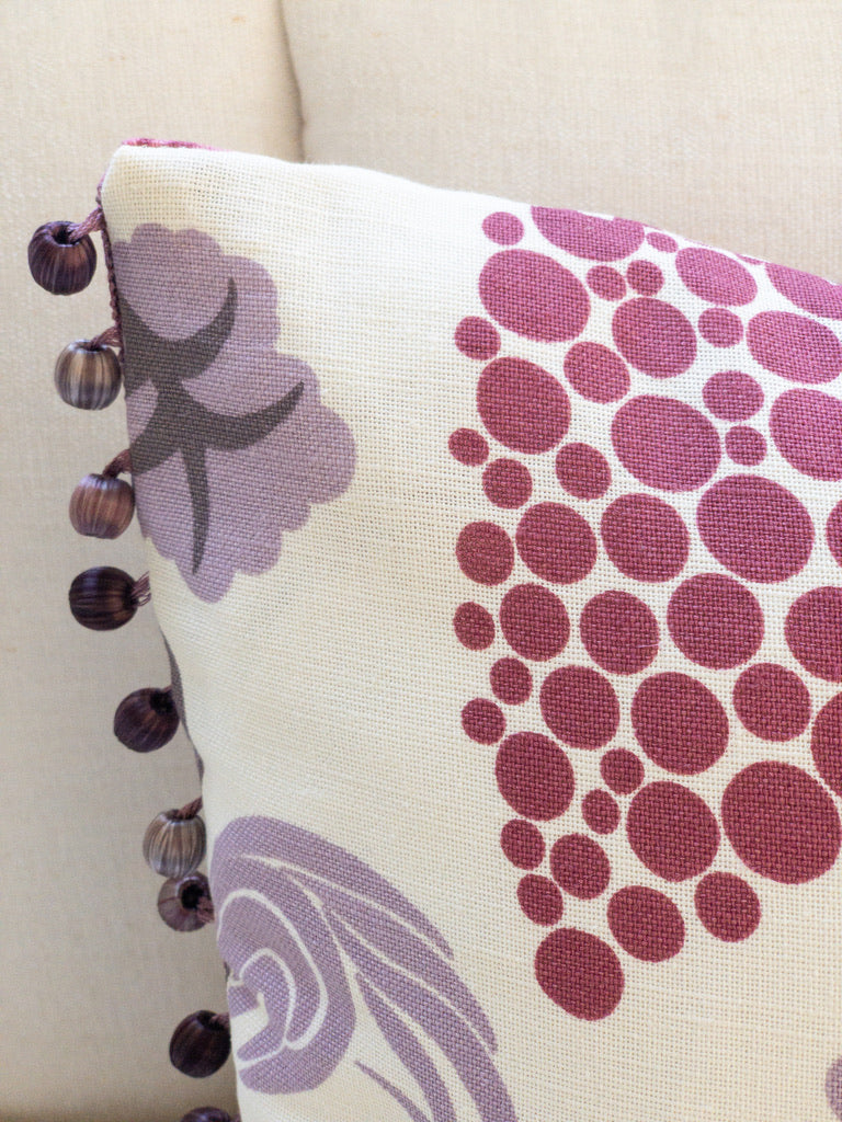 Maharani Beaded Lumbar Pillow - Raspberry