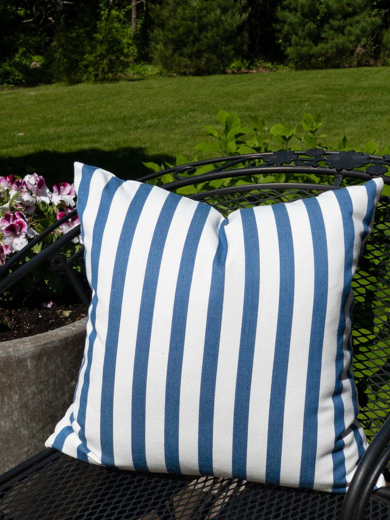 Blue striped hot sale outdoor pillows