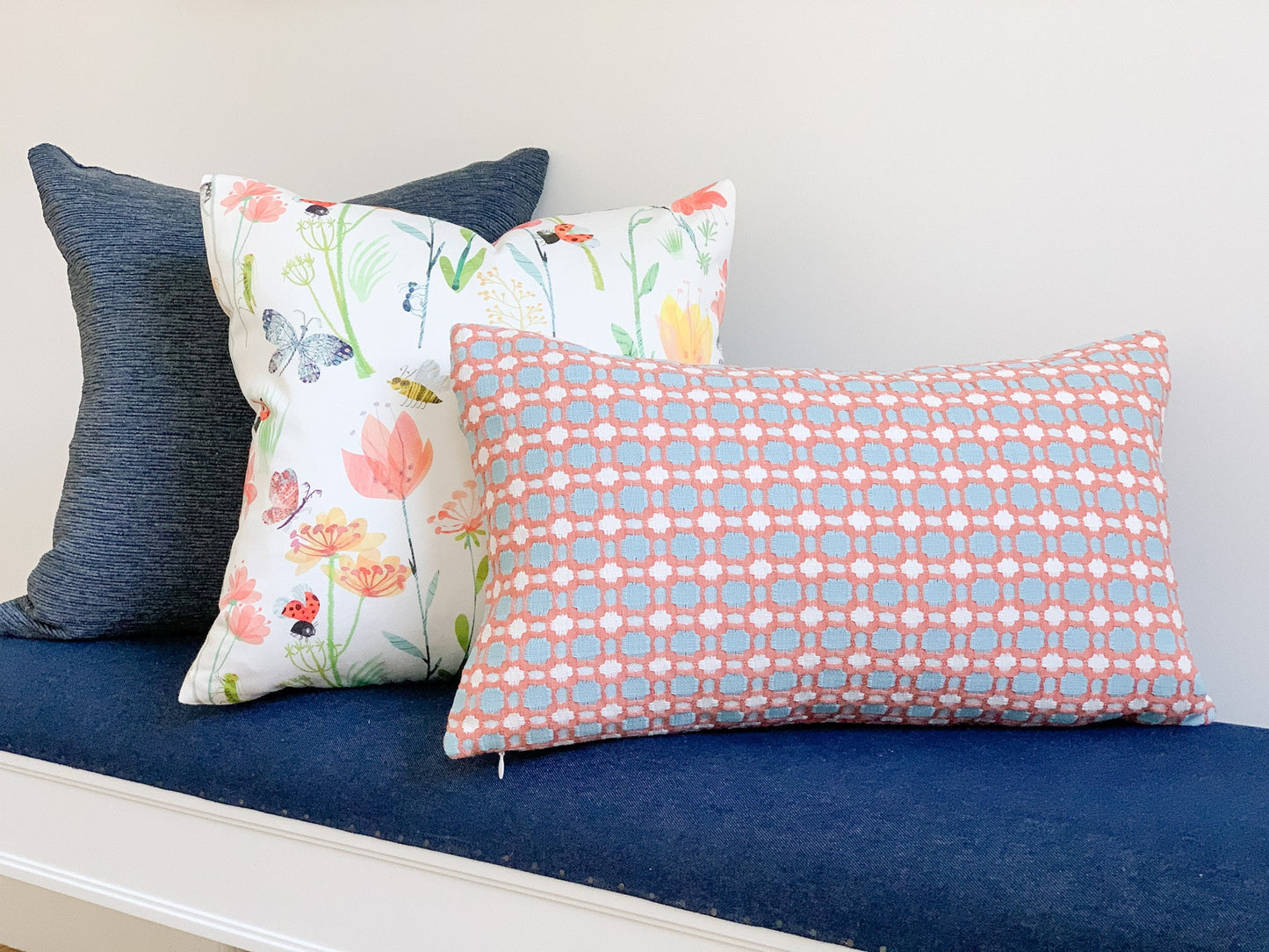 Delilah Pillow - Coral and Aqua